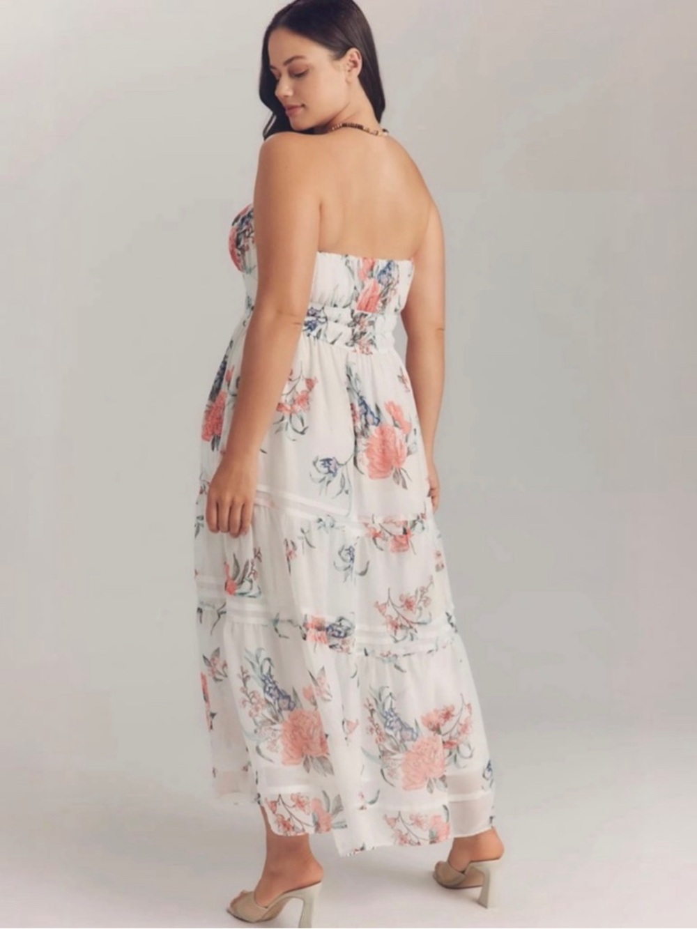 Anthropologie Somerset Ivory Floral Strapless Midi Dress Size Large NWT - Picture 7 of 7
